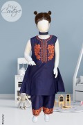 3330 - Girls 3Pcs Cotton Embroidered Stitched Frock