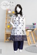 3403 - Girls 3Pcs Embroidered Stitched Cotton Frock