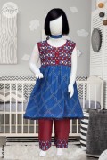 3608 - Girls 3Pcs Embroidered Stitched Crinkle Chiffon Frock