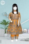 3697 - Girls 3Pcs Embroidered & Stitched Net Frock