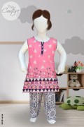 3795 - Baby 2Pcs Embroidered & Stitched Cotton Frock