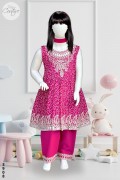 3908 - Girls 3Pcs Embroidered & Stitched Lawn Frock