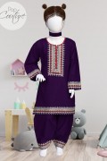 3911 - Girls 3Pcs Cotton Embroidered Midi Shirt