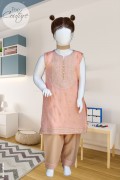 3934 - Girls 3Pcs Cotton Embroidered Stitched Midi Shirt