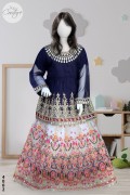 4002 - Girls 3Pcs Embroidered & Stitched Organza Lehnga