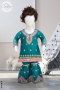 4023 - Baby Girl 2Pcs Embroidered & Stitched Chiffon Sharara