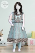 4025 - Girls 3Pcs Embroidered & Stitched Net Frock