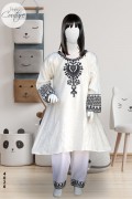 4026 - Girls 3Pcs Embroidered & Stitched Linen Frock