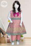 4040 - Girls 3Pcs Embroidered & Stitched Net Frock