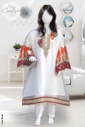 4057 - Girls 3Pcs Embroidered & Stitched Chiffon Frock