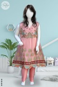 4068 - Girls 3Pcs Embroidered & Stitched Chiffon Frock