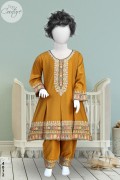 4072 - Baby Girls 2Pcs Embroidered & Stitched Cotail Frock