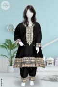 4075 - Girls 3Pcs Embroidered & Stitched Cotail Frock