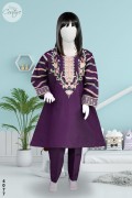 4077 - Girls 3Pcs Cotton Embroidered Stitched Khadar Frock