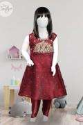 4090 - Girls 3Pcs Embroidered & Stitched Tissue Frock