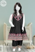 4102 - Girls 3Pcs Embroidered & Stitched Cotail Frock