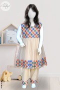 4162 - Girls 3Pcs Embroidered & Stitched Chiffon Frock