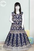 4167 - Girls 3Pcs Embroidered & Stitched Net Lehnga