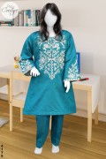 4179 - Girls 3Pcs Embroidered & Stitched Khaadi Khadar Midi Shirt