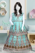 4197 - Girls 3Pcs Embroidered & Stitched Net Lehnga