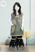 4206 - Girls 3Pcs Embroidered & Stitched Chiffon Sharara