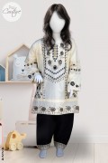 4224 - Girls 3Pcs Embroidered & Stitched Cotton Frock