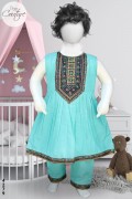 4279 - Baby Girls 2Pcs Embroidered Stitched Cotton Frock