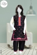 4287 - Girls 3Pcs Embroidered & Stitched Cotton Midi Shirt