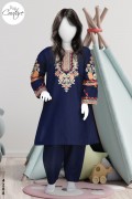 4288 - Girls 3Pcs Embroidered & Stitched Cotton Midi Shirt