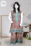 4298 - Girls 3Pcs  Embroidered & Stitched Cotton Midi Shirt