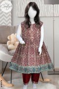 4299 - Girls 3Pcs Embroidered & Stitched Cotton Frock