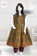 4300 - Girls 3Pcs Embroidered & Stitched Cotton Frock