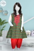 4311 - Girls 3Pcs Embroidered & Stitched Cotton Frock