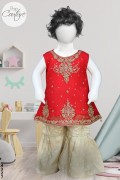 4327 - Baby Girls 2Pcs  Embroidered & Stitched Chiffon Sharara