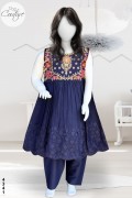 4341 - Girls 3Pcs Embroidered & Stitched Cotton Frock