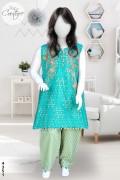 4351 - Girls 3Pcs Embroidered & Stitched Cotton Midi Shirt