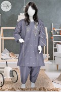 4354 - Girls 3Pcs Embroidered & Stitched Cotton Midi Shirt