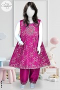 4363 - Girls 3Pcs Embroidered & Stitched Cotton Frock