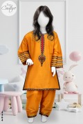 4364 - Girls 3Pcs Embroidered & Stitched Cotton Midi Shirt