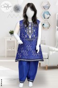 4366 - Girls 3Pcs Embroidered & Stitched Cotton Midi Shirt