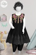 4370 - Baby Girls 2Pcs Embroidered & Stitched Cotton Frock