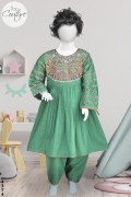 4374 - Baby Girls 2Pcs Embroidered & Stitched Cotton Frock