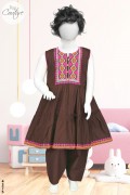 4375 - Baby Girls 2Pcs Embroidered & Stitched Cotton Frock