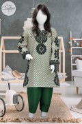 4383 - Girls 3Pcs Embroidered & Stitched Midi Shirt