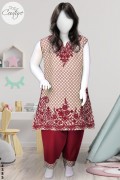 4385 - Girls 3Pcs Embroidered & Stitched Cotton Midi Shirt