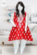 4386 - Girls 3Pcs Embroidered & Stitched Cotton Frock