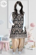 4388 - Girls 3Pcs Embroidered & Stitched Net Midi Shirt