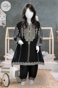 4394 - Girls 3Pcs Embroidered & Stitched  Chiffon Frock