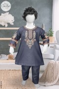 4397 - Baby Girls 2Pcs Embroidered & Stitched Cotton Midi Shirt