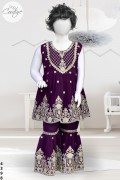 4398 - Baby Girls 2Pcs Embroidered & Stitched Chiffon Sharara